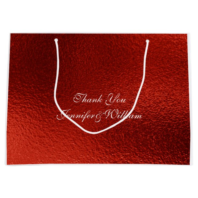 Personalisiert Royal Wedding Red Metallic Shiny Große Geschenktüte (Vorderseite)