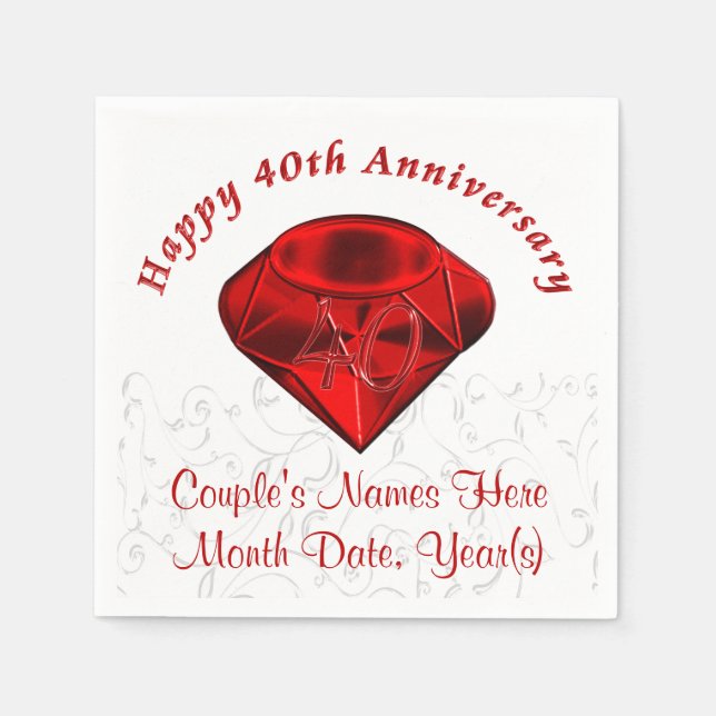 Personalisiert Ruby 40 Jahre Jubiläum Napkins Serviette (Vorderseite)