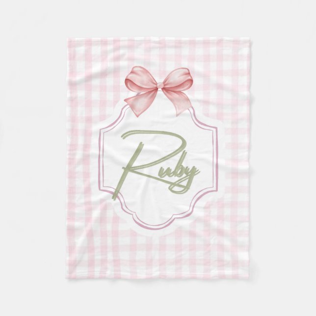 Personalisiert Ruby Baby Girl Kinderzimmer Bow&Gin Fleecedecke (Vorderseite)