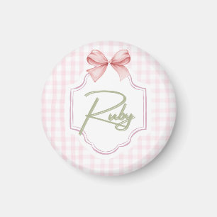 Personalisiert Ruby Baby Girl Kinderzimmer Bow&Gin Magnet