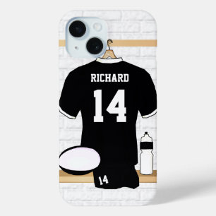 Personalisiert Rugby Jersey Black und White Case-Mate iPhone Hülle
