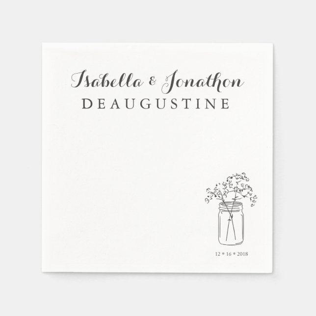 Personalisiert Rustic Wedding Mason Jar Serviette (Vorderseite)