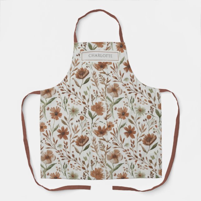 Personalisiert Rustikale Boho Blume Terracotta Schürze (Vorderseite)
