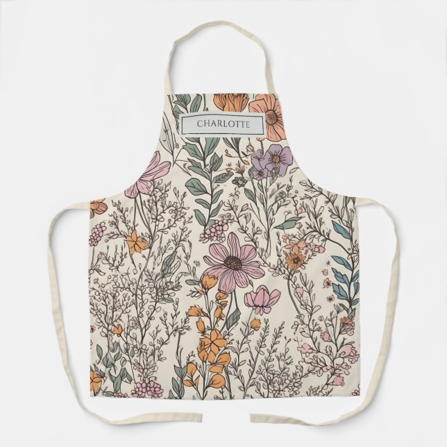 Personalisiert Rustikale Boho Blume Terracotta Schürze (Vorderseite)