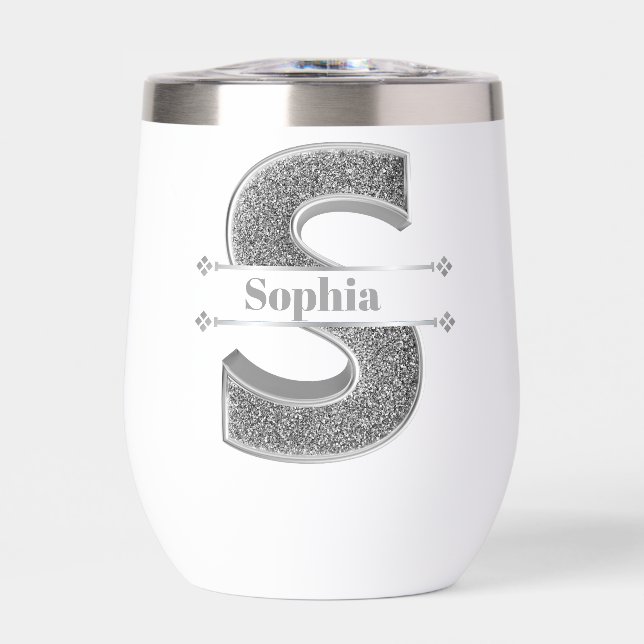 Personalisiert S Initial Silver Monogram Ihr Name (Vorderseite)