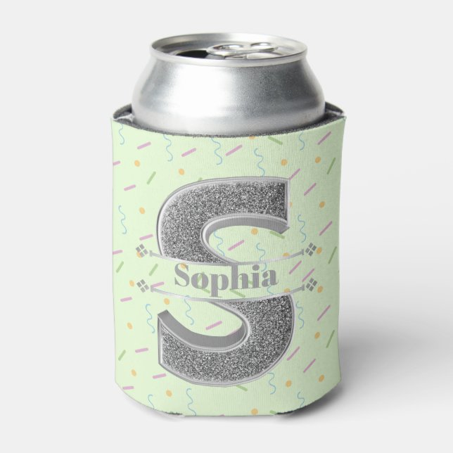 Personalisiert S Initial Silver Monogram Ihr Name Dosenkühler (Kanne Vorderseite)
