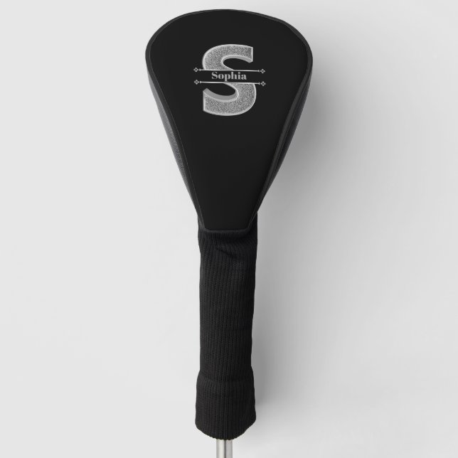 Personalisiert S Initial Silver Monogram Ihr Name Golf Headcover (Vorderseite)