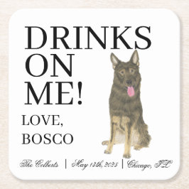 Personalisiert Sable German Shepherd Wedding Rechteckiger Pappuntersetzer
