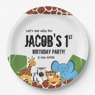 Personalisiert Safari 1. Geburtstag Party Pappteller