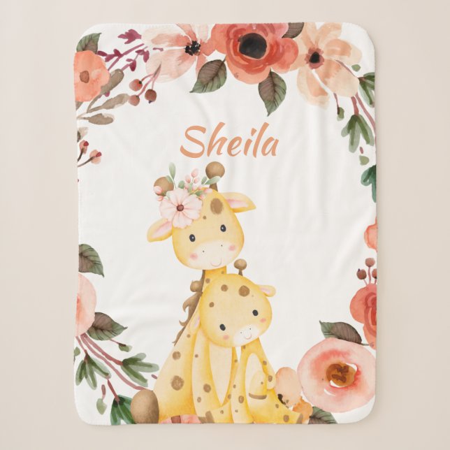 Personalisiert Safari Animals Girl Baby Blanket Sherpadecke (Vorderseite)
