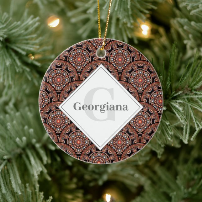 Personalisiert Safari Sunset Bohemisch Mandala Sca Keramik Ornament (Baum)