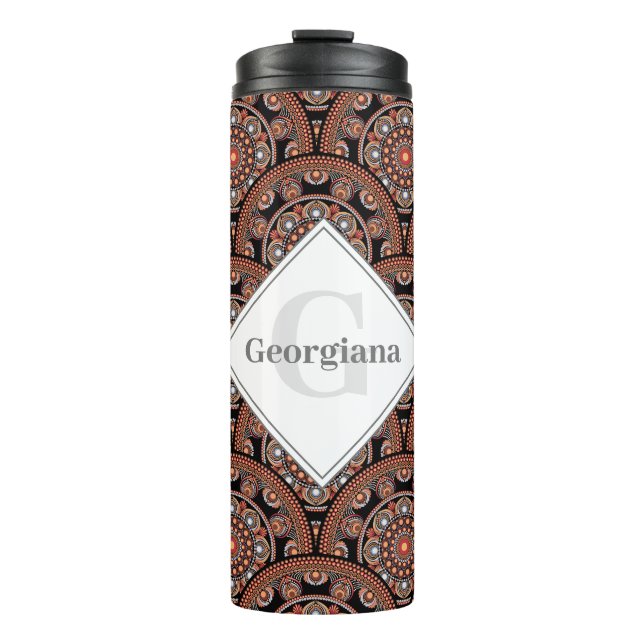 Personalisiert Safari Sunset Bohemisch Mandala Sca Thermosbecher (Vorderseite)