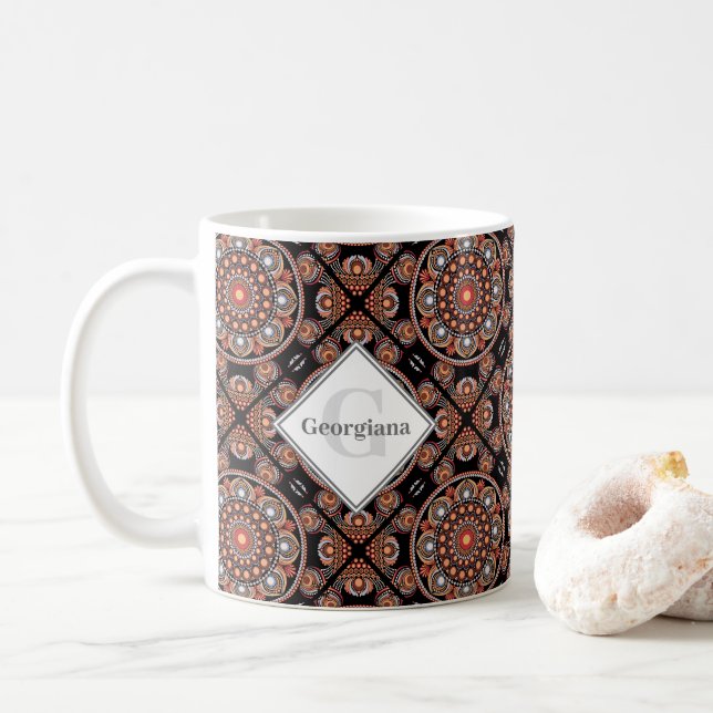 Personalisiert Safari Sunset Bohemisch Mandala Til Kaffeetasse (Mit Donut)