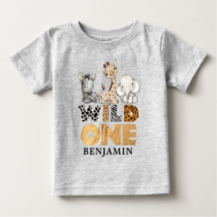 Personalisiert Safari Wild One First Birthday Baby T-shirt