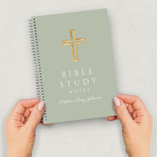 Personalisiert Sage Green Religious Cross Notizbuch