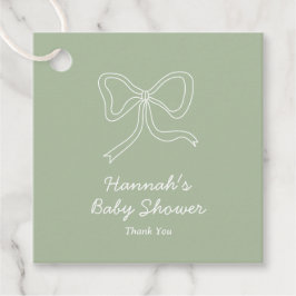 Personalisiert Sage Green Ribbon Babydusche Geschenkanhänger