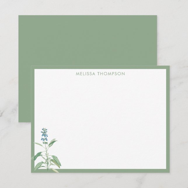 Personalisiert Sage Green Vintag Mitteilungskarte (Vorne/Hinten)