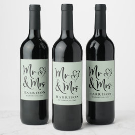 Personalisiert Sage Green Wedding Weinetikett