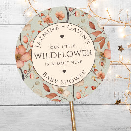 Personalisiert Sage Green Wildblume Babydusche Runder Aufkleber