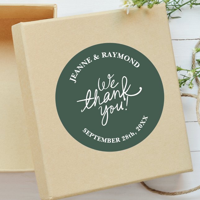 Personalisiert Sage Green Wir danken Ihnen Gastges Runder Aufkleber (Von Creator hochgeladen)