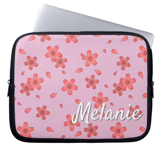 Personalisiert Sakura Cherry Blossom Blizzard Laptopschutzhülle (Vorderseite)