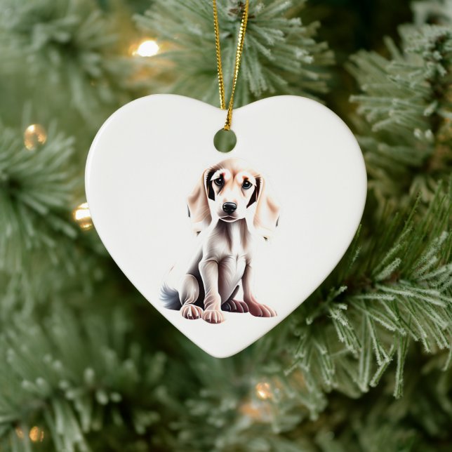 Personalisiert Saluki Puppy Keramik Ornament (Baum)