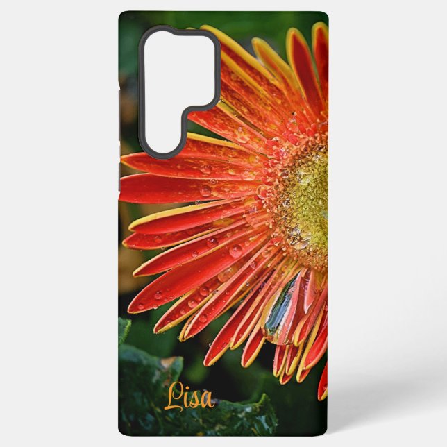 Personalisiert Samsung Case - Orange Gerbera Daisy Galaxy Hülle (Rückseite)
