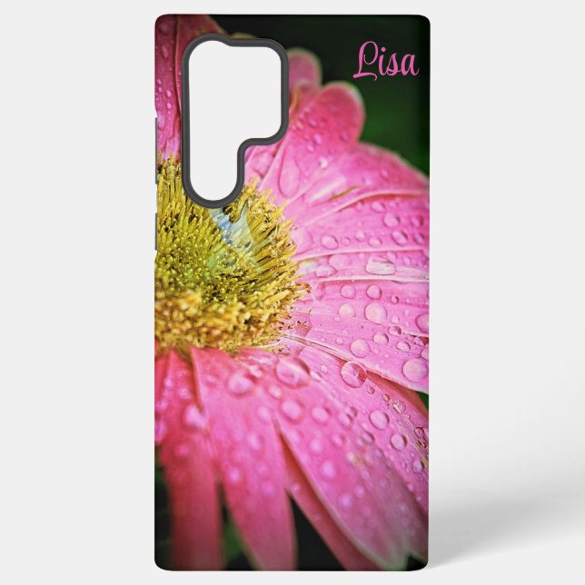 Personalisiert Samsung Case - Pink Gerbera Daisy Galaxy Hülle (Rückseite)