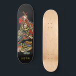 Personalisiert Samurai Black Skateboard<br><div class="desc">Personalisierte mutige Samurai Krieger asiatische Kunst schwarze Skateboard mit Ihrem Namen hinzugefügt. Fett anmutende Farben.</div>