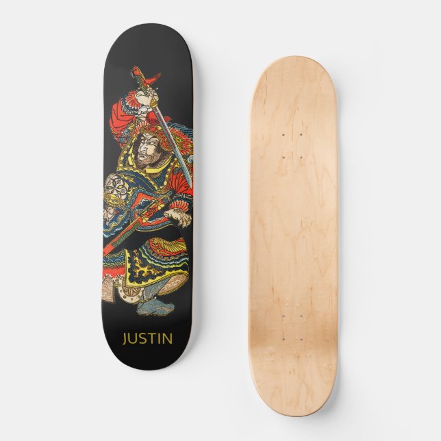 Personalisiert Samurai Black Skateboard (Vorderseite)