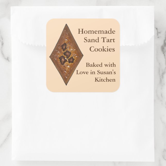 Personalisiert Sand Tart Christmas Cookie PA Niede Quadratischer Aufkleber (Tasche)