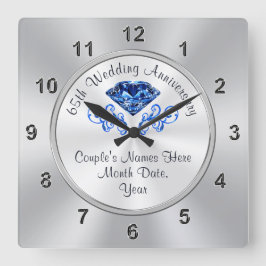 Personalisiert Saphir 65 Jahre Jubiläum Geschenke Quadratische Wanduhr