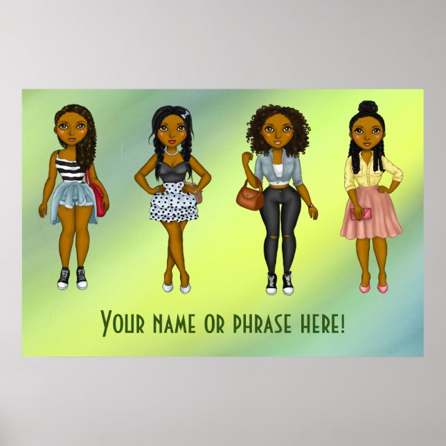 Personalisiert Sassy Diva Women Green Ombre Poster (Vorne)