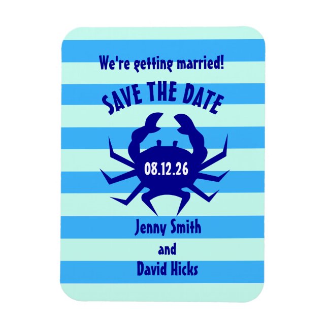 Personalisiert Save the Date Nautical Blue Crab Magnet (Vertikal)