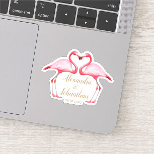 Personalisiert Save the Date rosa Flamingos Aufkleber
