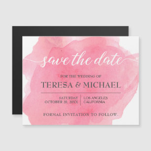 Personalisiert Save the Date, rosa Hochzeitsschrif Magneteinladung