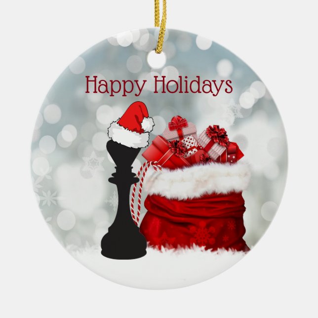 Personalisiert Schach Winterschnee Weihnachten Keramikornament (Vorne)