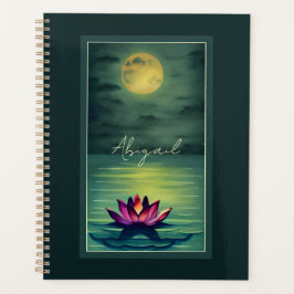 Personalisiert Schöne Lotus Blume und Vollmond Planer