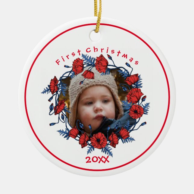 Personalisiert schöner Poppy Kreath Keramik Ornament (Vorne)