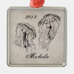 Personalisiert Schöner Vintager Quallenstrand Ornament Aus Metall