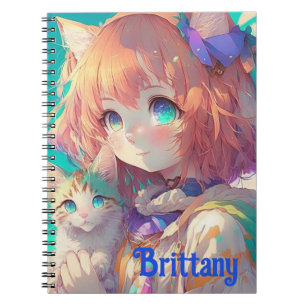 Personalisiert Schönes Anime Girl mit Niedlicher K Notizblock