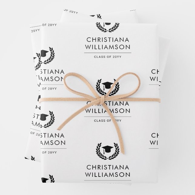 Personalisiert School and Uni-Abschluss Elegante Geschenkpapier Set (Beispiel)