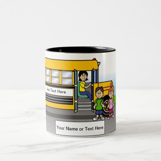 Personalisiert School Bus Driver - Cartoon Zweifarbige Tasse (Mittel)