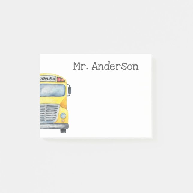 Personalisiert School Bus Driver-Geschenk Post-it Klebezettel (Vorderseite)