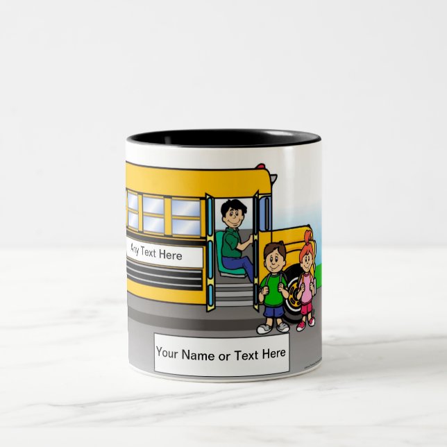 Personalisiert School Bus Driver - Männlicher Cart Zweifarbige Tasse (Mittel)