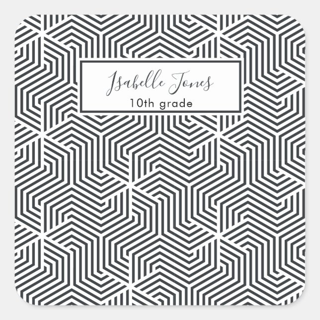 personalisiert School iPad mit geometrischer Schri Quadratischer Aufkleber (Vorderseite)