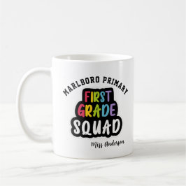 Personalisiert School Name First Grade Teacher Squ Kaffeetasse