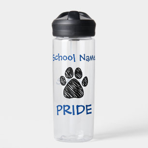Personalisiert School Prix Black Paw Print Trinkflasche