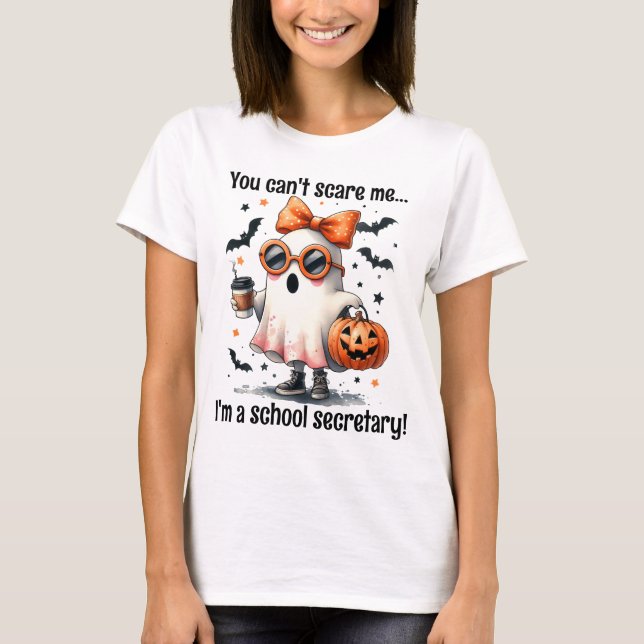 Personalisiert School Secretary Halloween Ghost T-Shirt (Vorderseite)