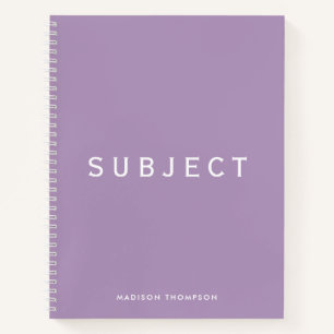 Personalisiert School Subject Boho Lila Notizbuch